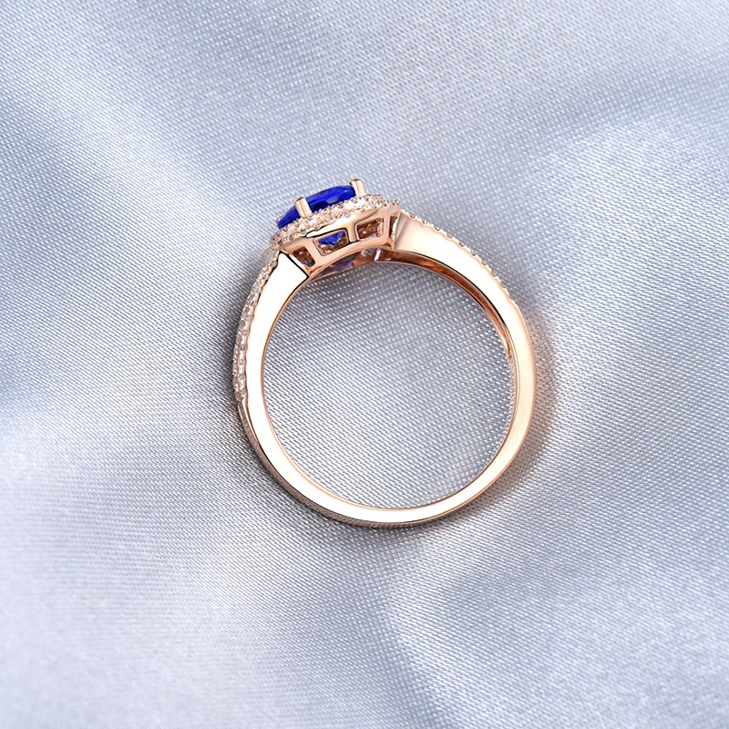 Женское кольцо LOVERJEWELRY из натурального танзанита очаровательное розового золота