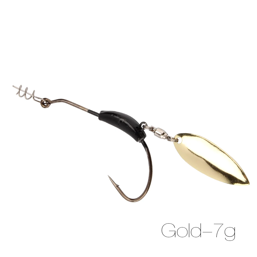 Gold 7g Spinpoler 2 г/3 г/4 г/7 г колючий свинцовый рыболовный крючок с ложкой крючок под червя рыболовные снасти Крючки Texas Carolina Florida Rigs - Цвет: Gold 7g