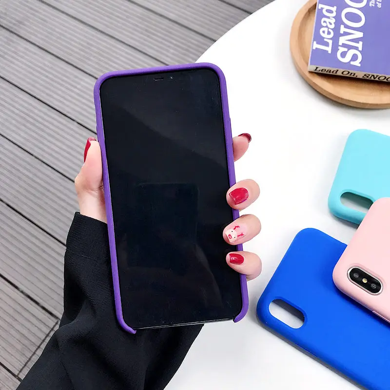 Роскошный тонкий жидкий силиконовый ударопрочный чехол для iPhone X XS Max XR 6 6S 7 8 Plus