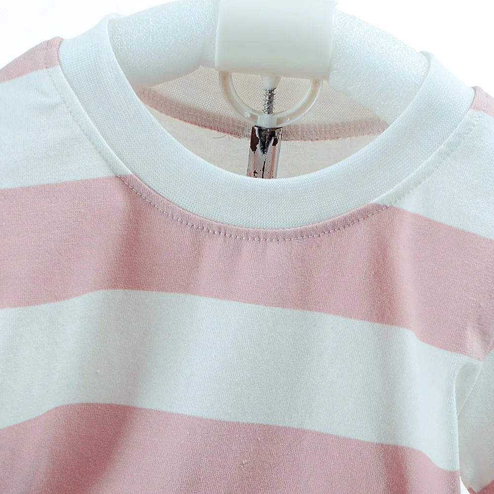

2019 Unisex Summer Fashion 2Pcs Infant Baby Boys Girls Bear Striped T-Shirt Tops+Shorts Clothes Set Outfits