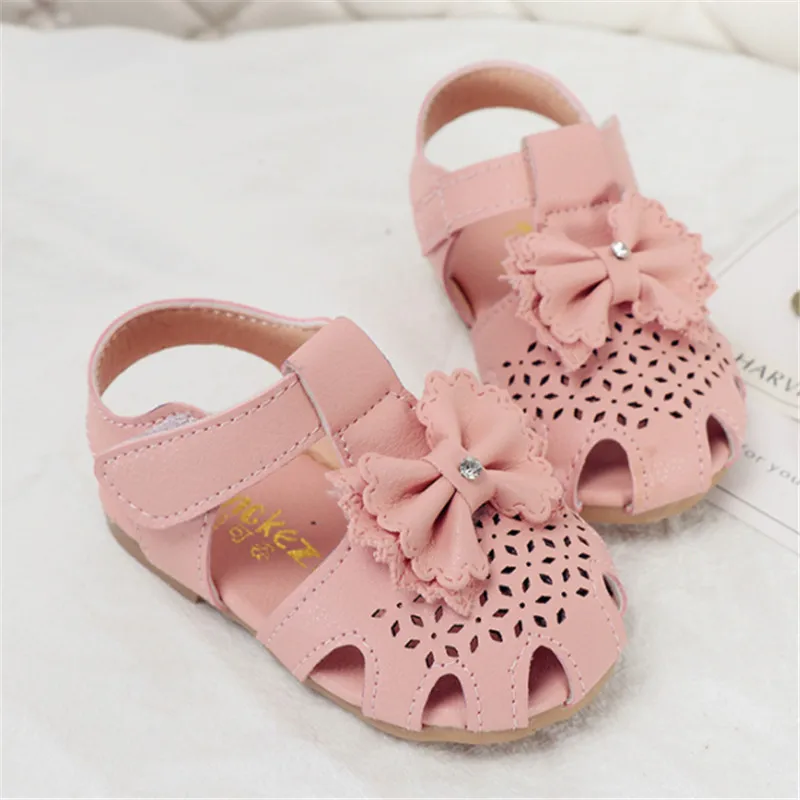 Обувь для маленьких девочек дышащие сандалии из искусственной кожи с бантом