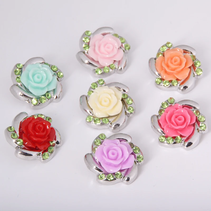 KZ1173 очаровательные Красочные цветы 18 мм кнопки подходят Сделай Сам браслеты