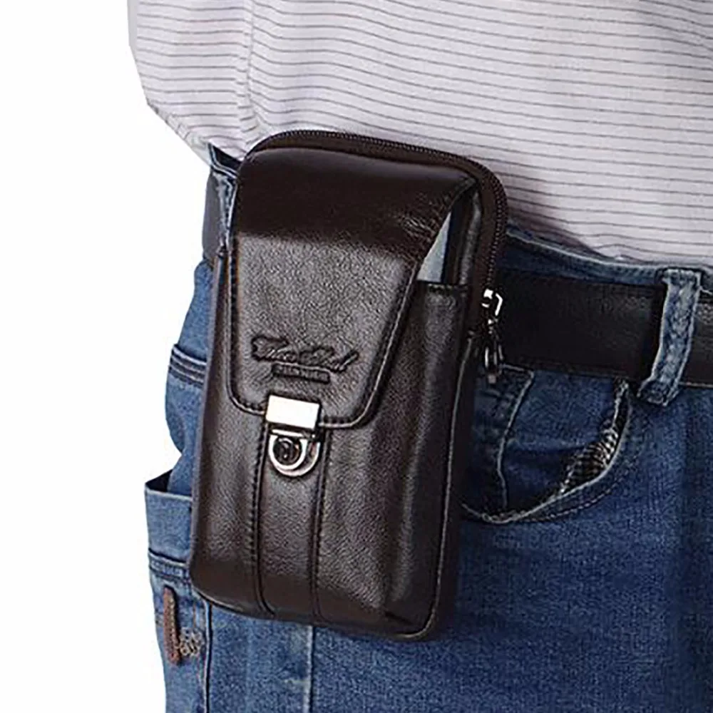 Высокое качество Для мужчин натуральной кожи поясная сумка петля ремень Мужской