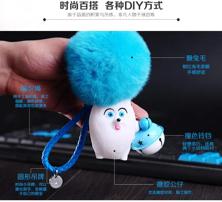 Милый kawaii брелок для ключей мех кролика плюшевый брелок для женщин брелок заяц Автомобильный держатель для ключей кукольный Мешок Подвески подарок плюшевые игрушки для детей