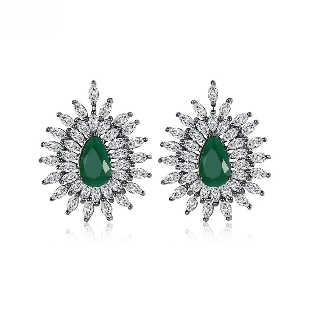 

Bilincolor fashion trendy green cubic zirconia vintage earring for women
