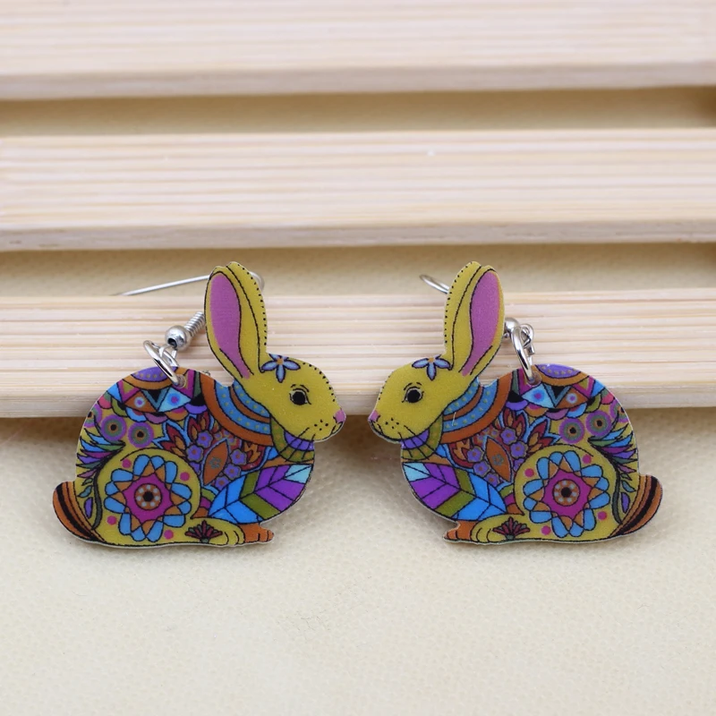 Милые акриловые серьги-капли с принтом кролика 1 пара Новый дизайн 2014 стильные