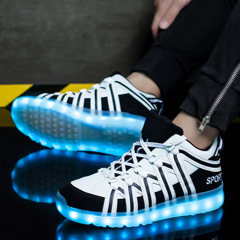Свет Кроссовки светящиеся Обувь USB Зарядное устройство с загорается СВЕТОДИОД