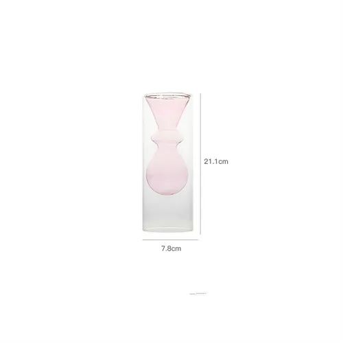 Creative Nordic color glass Flower vase Flower arrangement Hydroponics Transparent Crafts Household desktop Decoration ornament - Цвет: 21.1x7.8cm