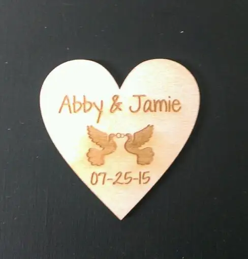 

personalized sweet hearts Bride Groom names wooden Wedding Save the Date Magnets engagement party favors company gifts