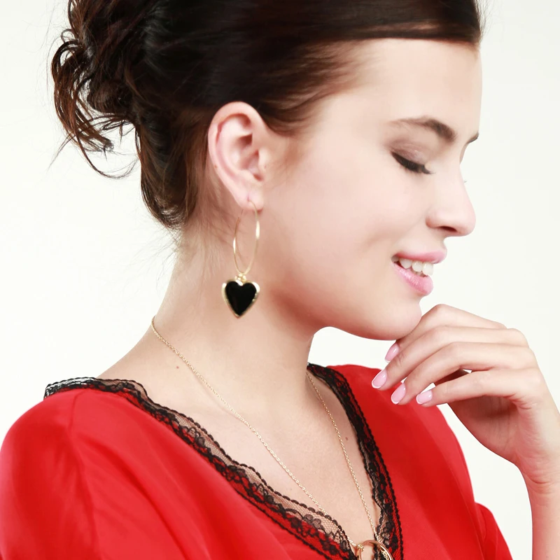 Красные/черные классические женские керамические серьги Bijoux Hoop смешанные