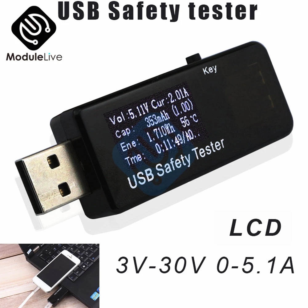 6 в 1 USB тестер безопасности монитор 3 30 ЖК цифровой вольтметр Амперметр Напряжение