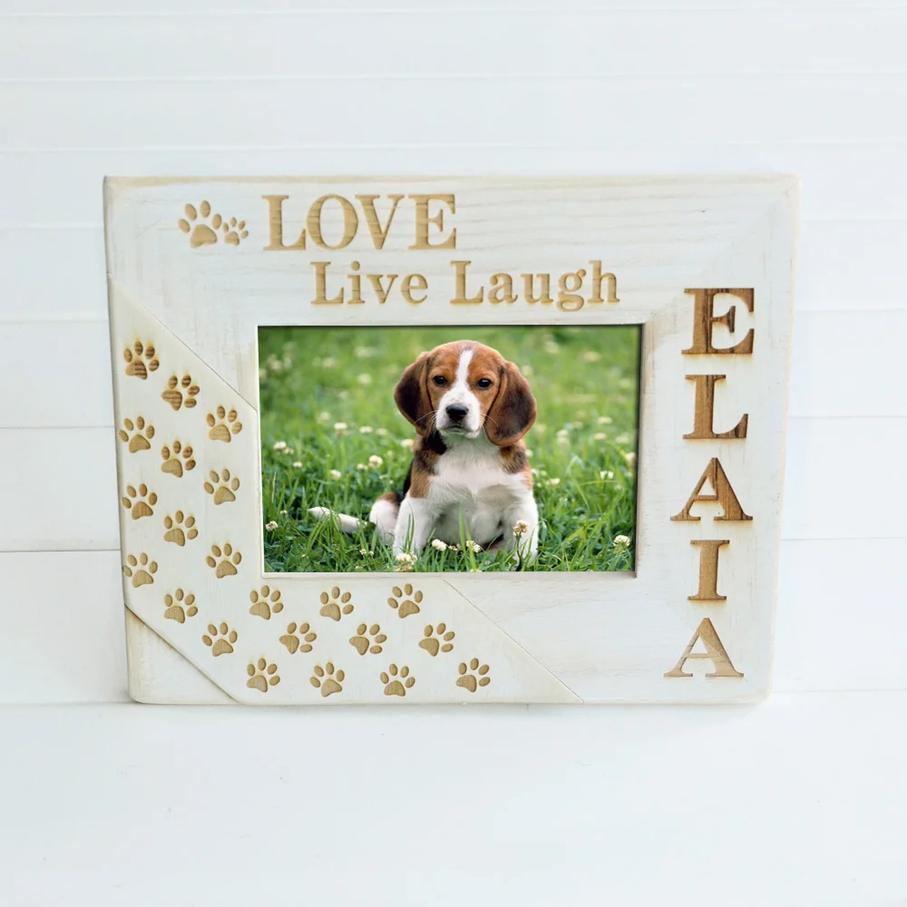 

Personalize Pet Memorial Frame Pet Loss Frame Wood Engraved Frame Dog Paws Frame