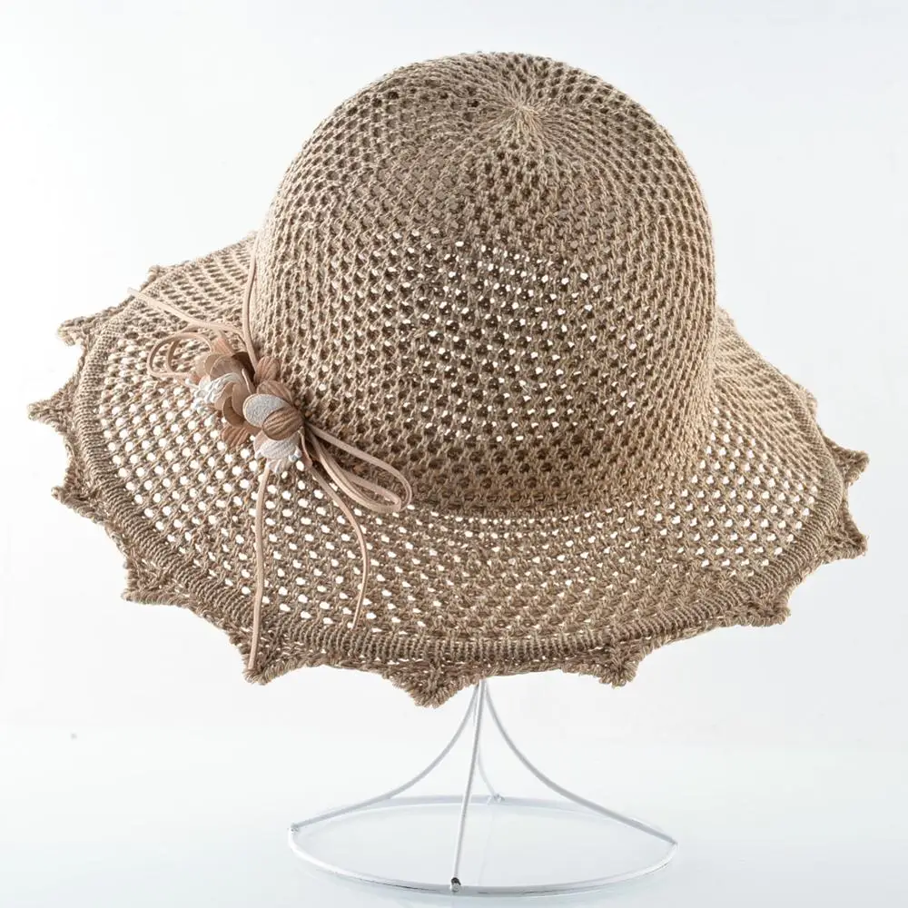 Шляпка от солнца женская Соломенная модная пляжная Панама с широкими полями