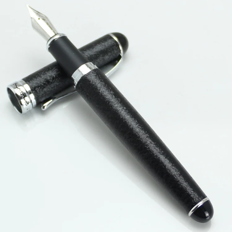 Перьевая ручка JINHAO черная шероховатая поверхность серебристый наконечник без