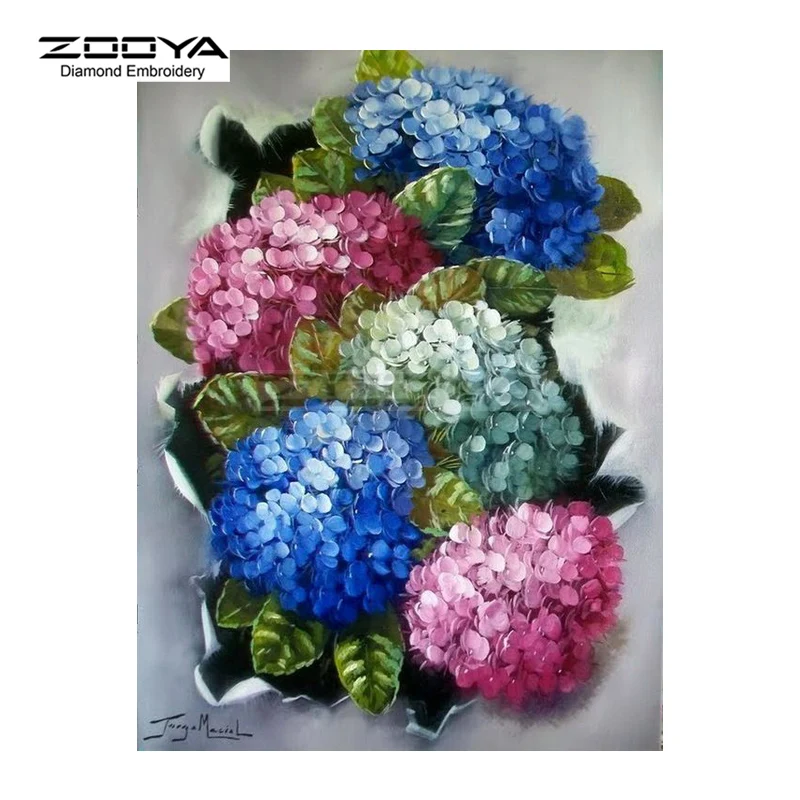 ZOOYA Алмазная вышивка сделай сам алмазная живопись красные и синие цветы