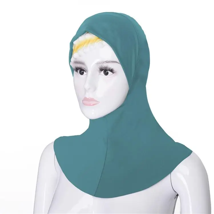 21 turquoise blue Мусульманские женщины под шарф, шляпа, Шапка мягкая кость капот ниндзя хиджаб исламский шеи крышка простой тюрбан, головной платок Amira банданы головные уборы - Цвет: 21 turquoise blue