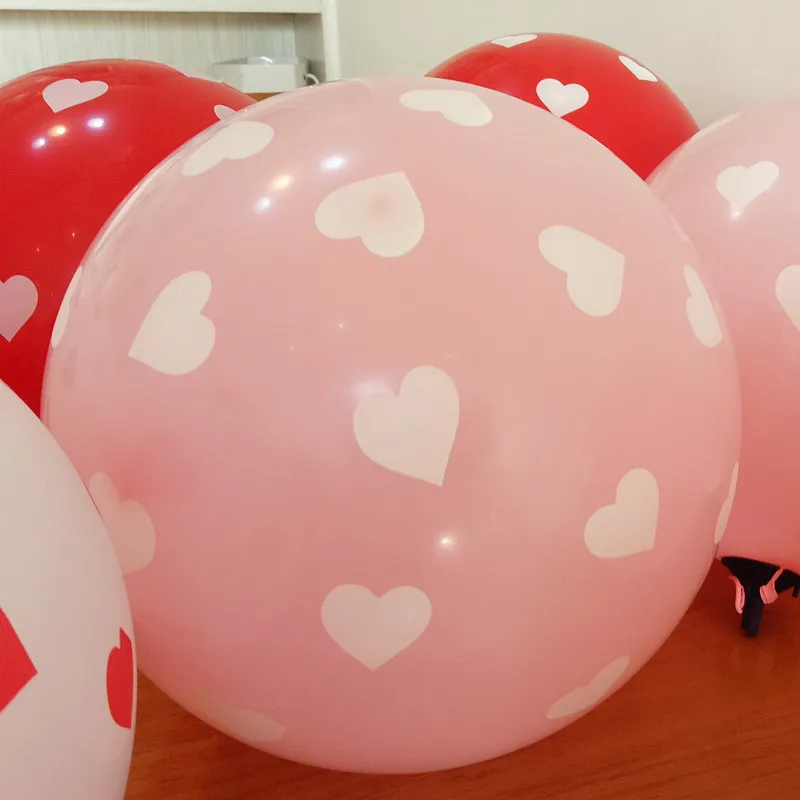 Новинка с принтом сердца баллон 50 шт./лот 12 дюймов красный белый розовый цвет