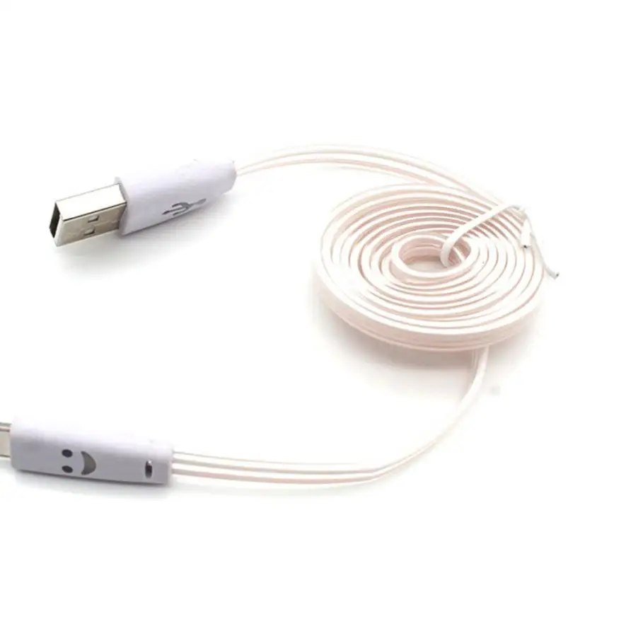 White 1 м микро USB кабель для телефона цветной градиентный светодиодный USB 2,0 микро USB кабель для зарядки данных для Android смарт-телефонов Кабели# YL5 - Цвет: White