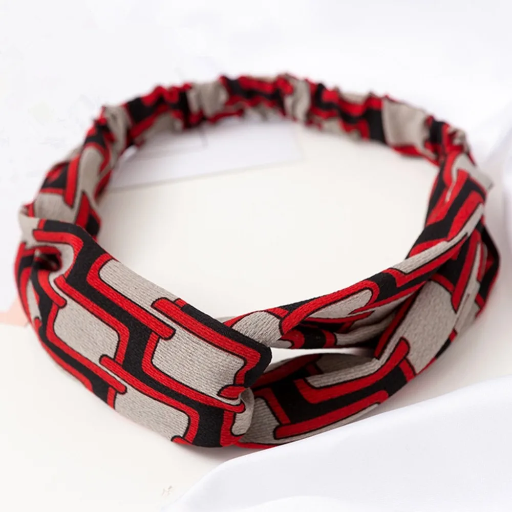 Vintage Grid Print Wide Elastic Headbands For Women Ladies Girls Twist Knot Pattern Head Wrap Turban Headdress |