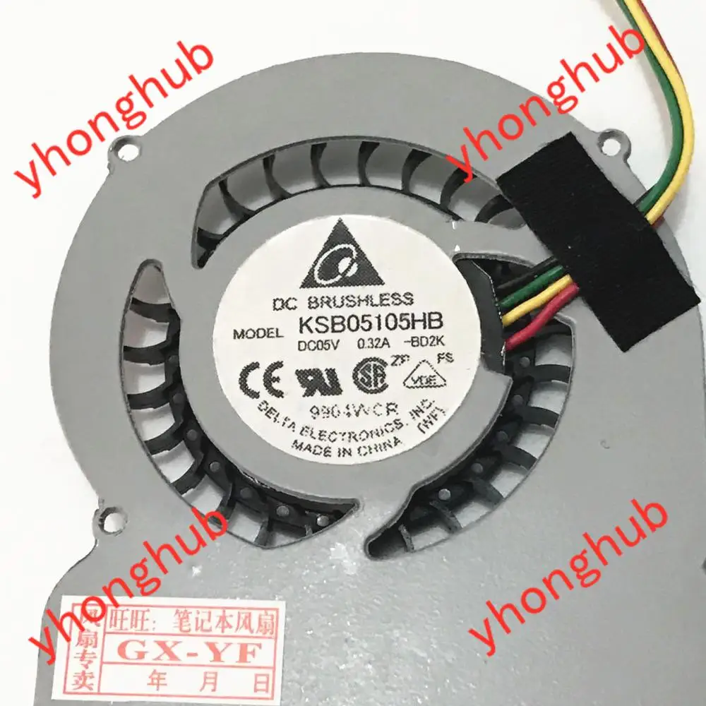 Delta Electronics KSB05105HB BD2K DC 5V 0.50A 4 проводной сервер ноутбук вентилятор|Кулеры и системы