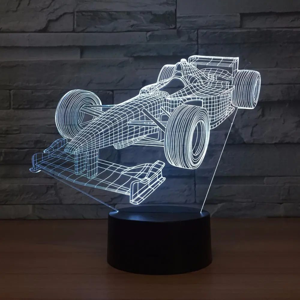 В форме гоночного автомобиля Luminaria лампе акриловые 3D светильник светодиодный USB