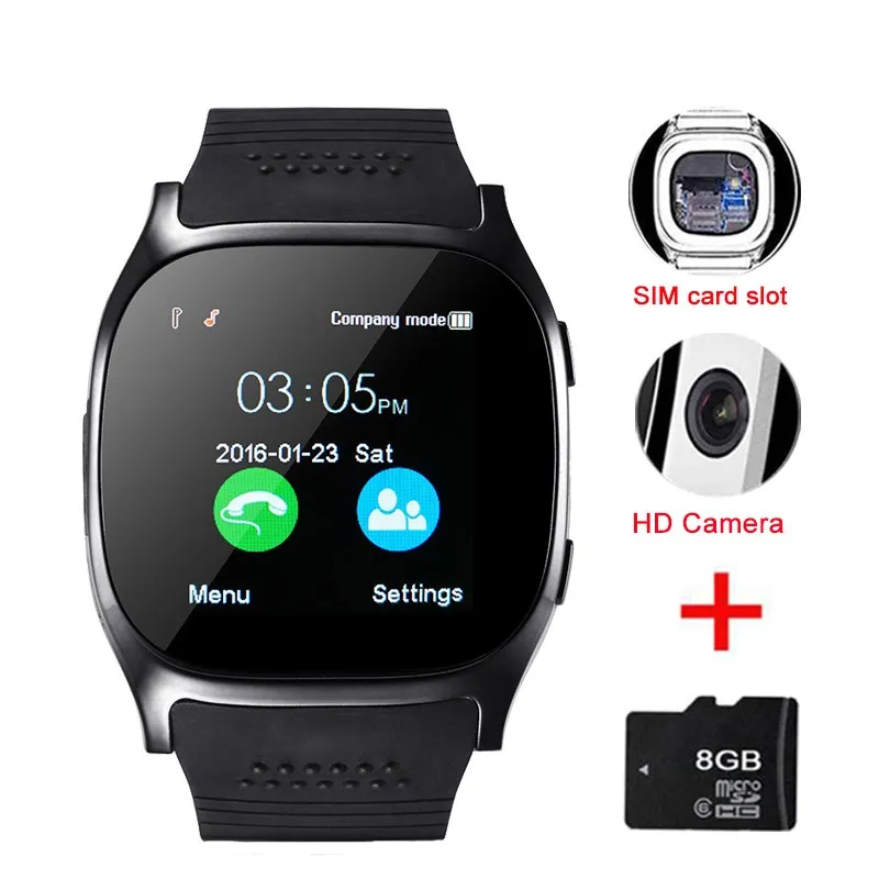 Bluetooth Смарт-часы T8 Smartwatch Mirar Relogios TF SIM Камера для IOS iPhone Samsung Huawei Xiaomi Android Phone |