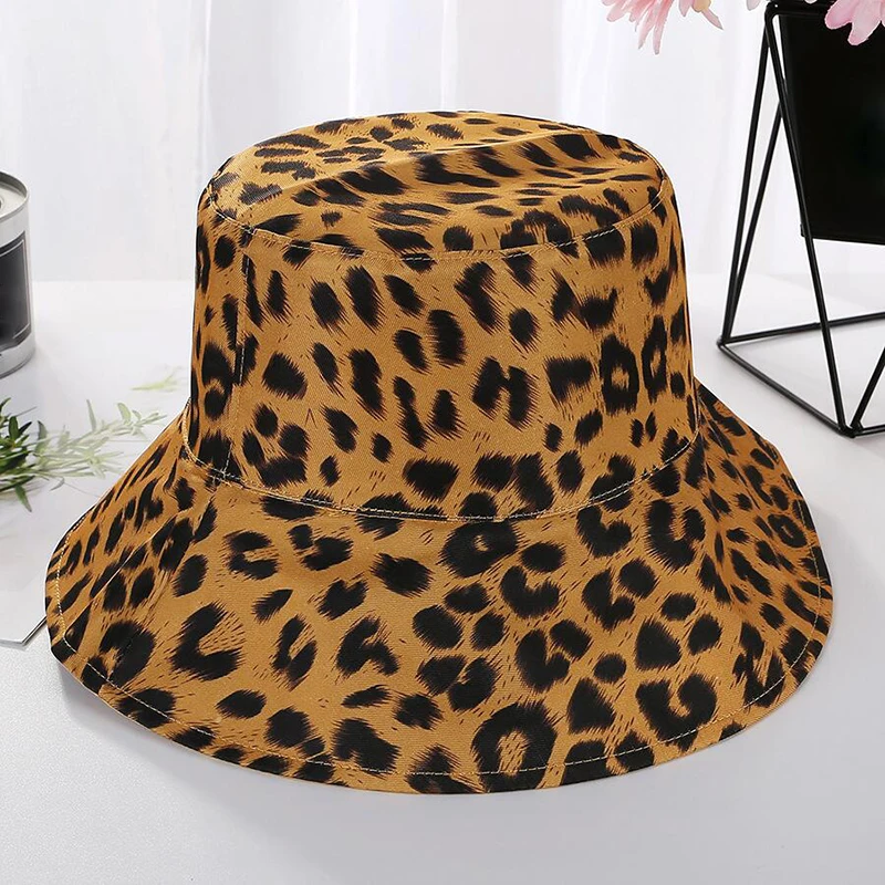 SUOGRY Новая мода лето Реверсивный Cappello Pescatore леопардовые шапки для рыбаков женские шляпы