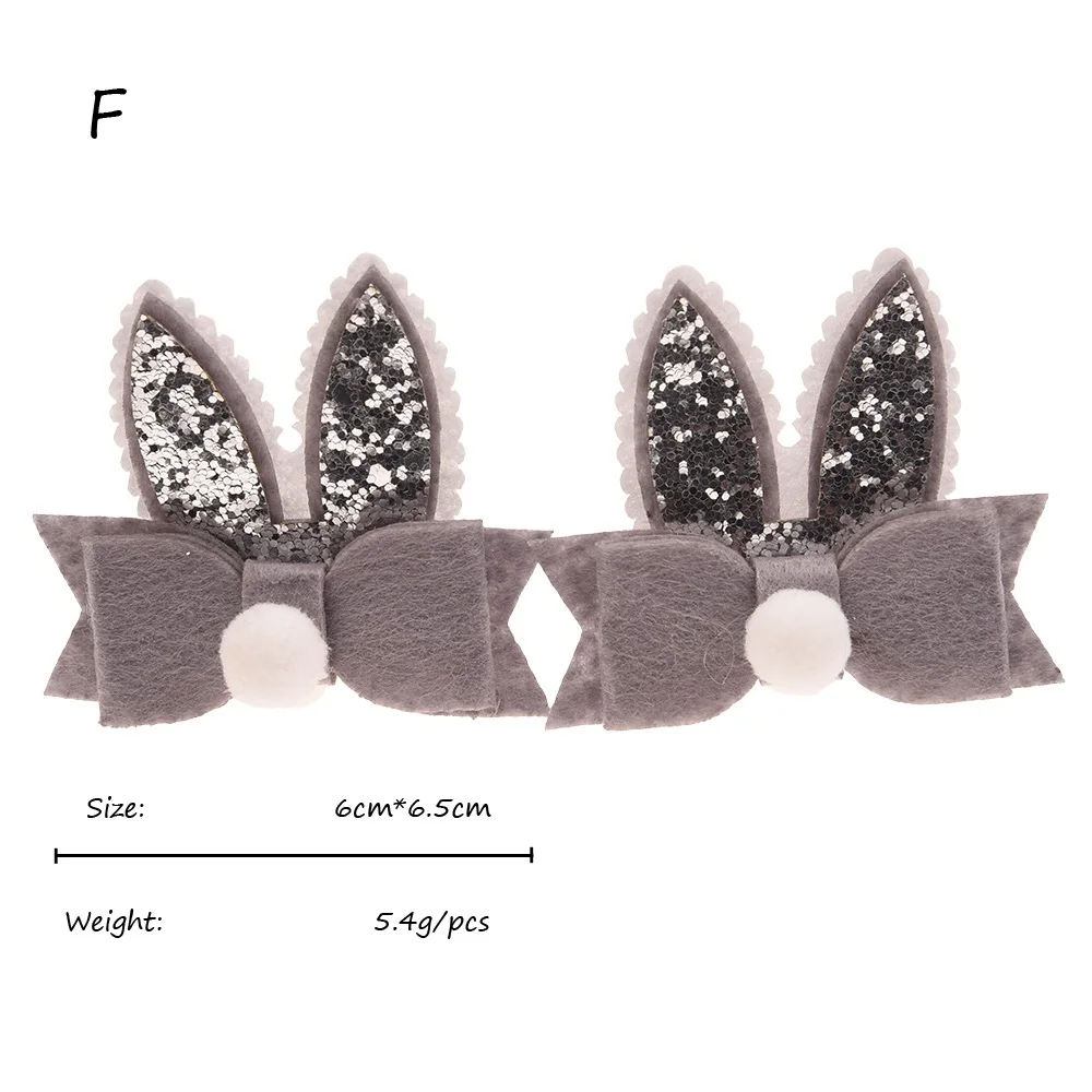 F 4 шт. = 2 пары, уши мышки, Минни, Микки, аксессуары, уши кролика, Мультяшные аксессуары для волос, кошачьи ушки, блестящая заколка для волос, банты для волос - Цвет: F