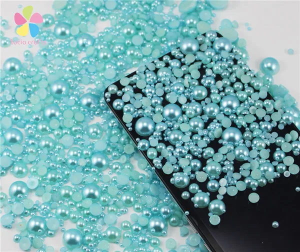 C12 Lake blue Lucia crafts 1000 шт 50 г микс 2-10 мм ABS искусственный жемчуг полукруглый плоский с оборота жемчуг Смола DIY украшения F0208 - Цвет: C12 Lake blue