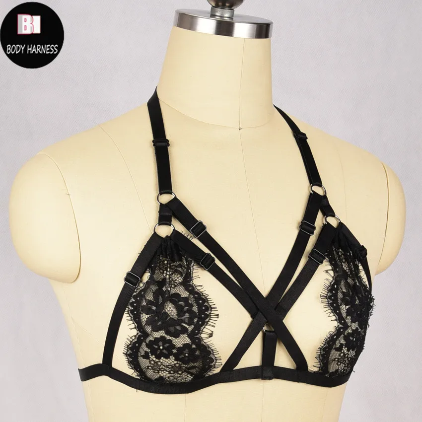 Женский кружевной бюстгальтер в стиле Харадзюку готический клетку