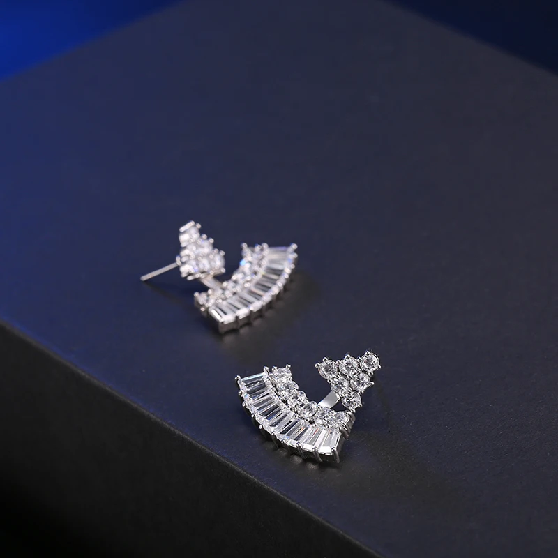 Женские Треугольные Серьги гвоздики с прозрачным фианитом|triangle stud earrings|stud earringsstud