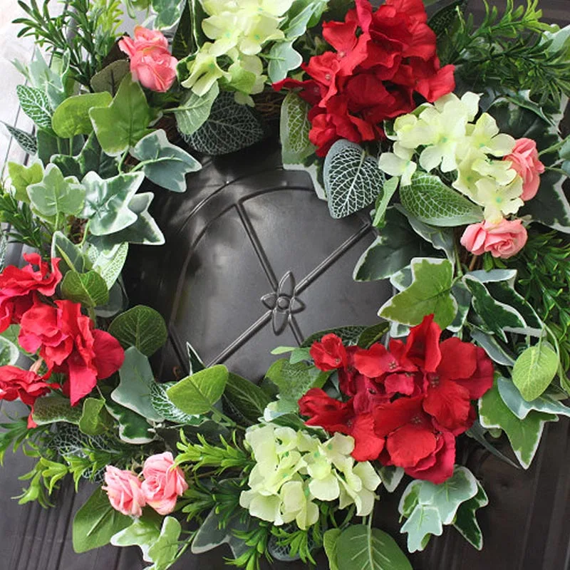 

Artificial Hydrangea Flower Wreath Home Garden Door Window Hanging 50cm Flower Garland for Christmas Wedding Decoration