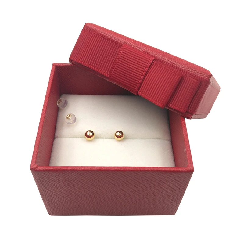 Trendy 18k Au750 gold bead ball stud earrings fine jewelry for ladies Women Mum girls 3-5mm optional wedding party birthday gift | Украшения