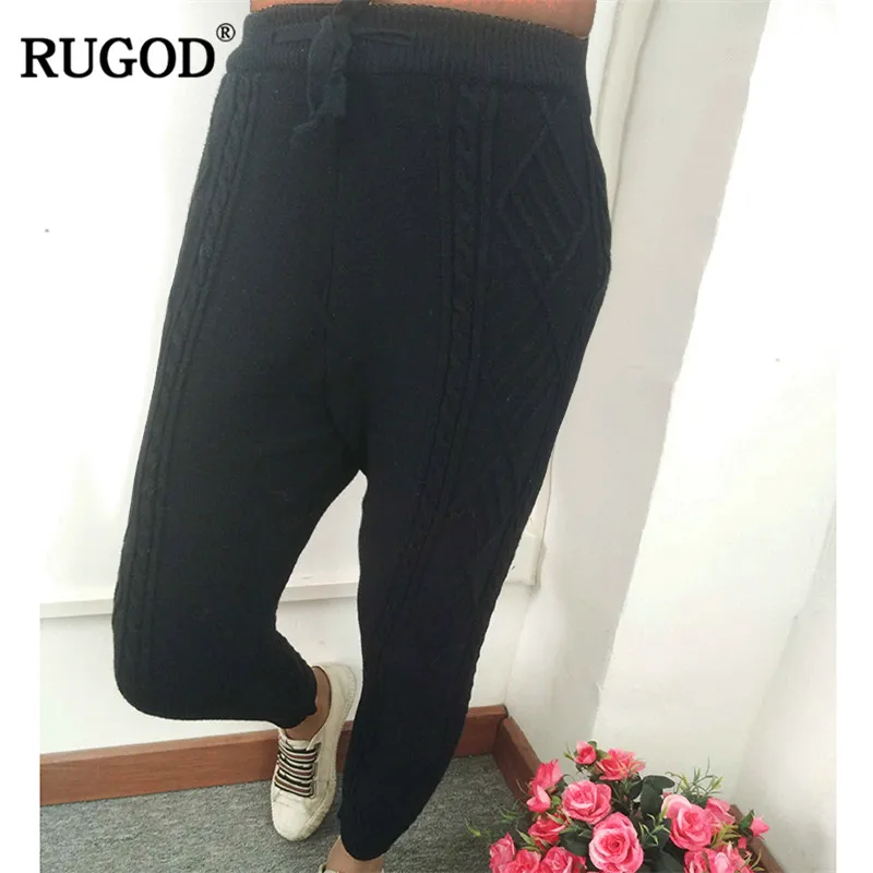 Rugod 2018 Для женщин сгущает Теплый Эластичный пояс пят Брюки для девочек свободные