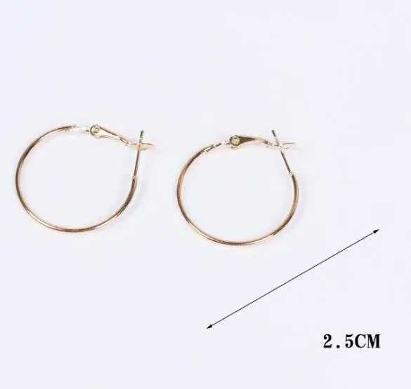 gold 2.5cm Горячие 50 шт большие круглые серьги кулон ушной крючок MS для изготовления серег DIY ювелирные аксессуары - Окраска металла: gold 2.5cm
