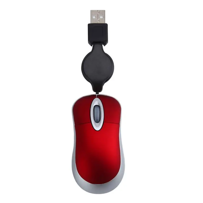 Красный USB Проводная мышь, креативная, 100 dpi, Выдвижной USB кабель, эргономика, свободный привод, Офисная игровая мышь для Windows 98 2000 XP Vista Ve - Цвет: Красный