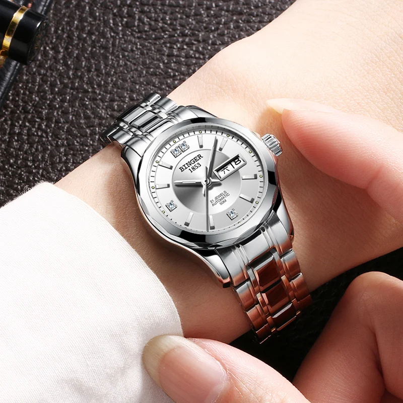 Часы женские механические с автоподзаводом и сапфировым стеклом B8051-5 | Наручные