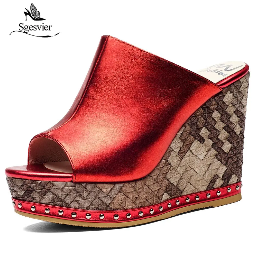 

Женские босоножки на платформе Sgesvier, летние туфли из натуральной кожи, на танкетке, OX434