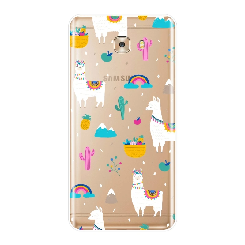 Чехол для телефона Samsung Galaxy C5 C7 C8 силиконовый чехол Kawaii милый Альпака животное
