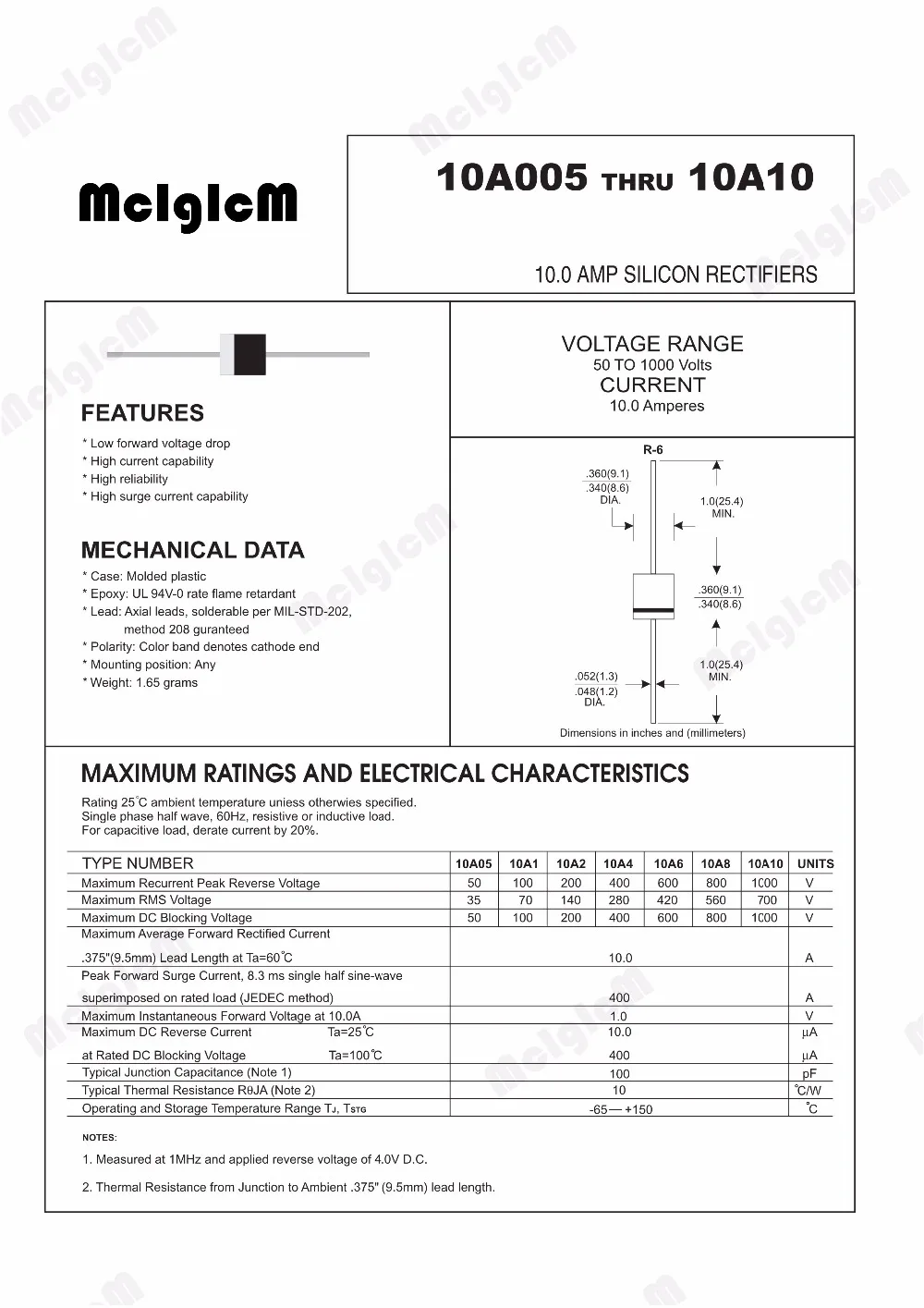 MCIGICM с выпрямительным диодом 1N5408 1N5404 1N5401 1N5822 1N5818 UF5408 UF5402 6A10 10A10 DO-27