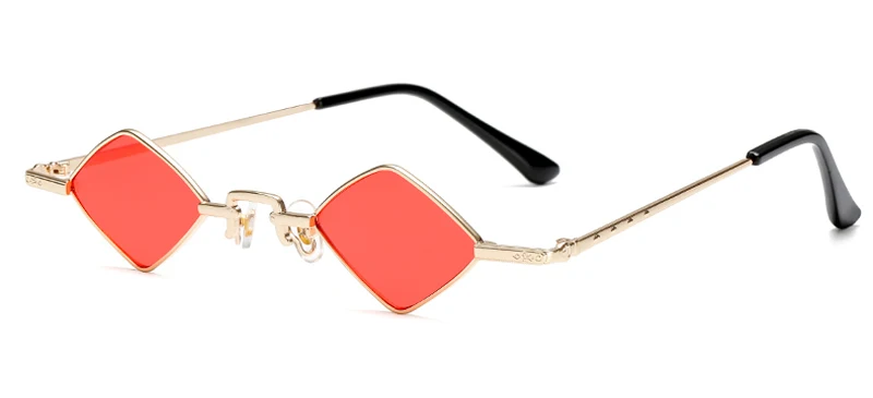 gold with red Peekaboo ромбовидные солнцезащитные очки, мужские винтажные прозрачные цветные золотые металлические оправы, маленькие солнцезащитные очки для женщин, украшения, красные, синие, желтые - Цвет линз: gold with red