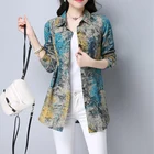 Женская блузка с длинным рукавом, с отложным воротником и принтом, повседневная, PZ096, 2018