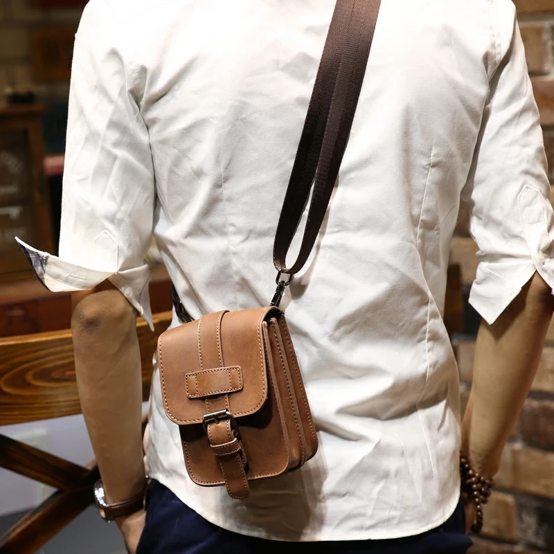 

Men Waist Bag Retro PU Leather Travel Fanny Pack Belt Loops Hip Bum Bag Celular Heuptas Wallet Purses Phone Pouch Mens Bolsas