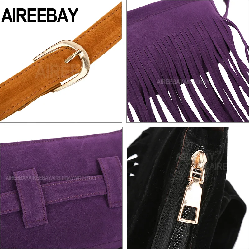 Женские бархатные сумки AIREEBAY винтажные дизайнерские поясные с кисточками