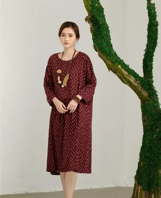 Ethnic Style Mori Girl Vintage Dress Women's Floral Medium Long Casual Shirt Robe Tunique Femme Hippie Boho Female Dresses | Женская