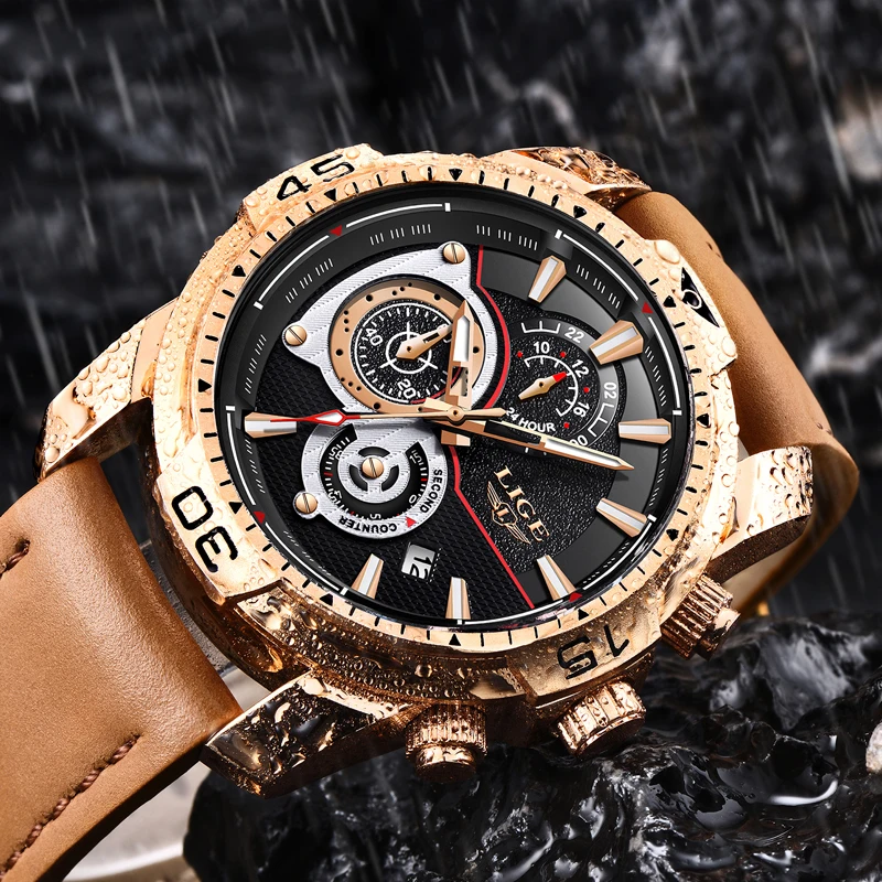 Relogio Masculino LIGE мужские s часы лучший бренд класса люкс золотые наручные деловые