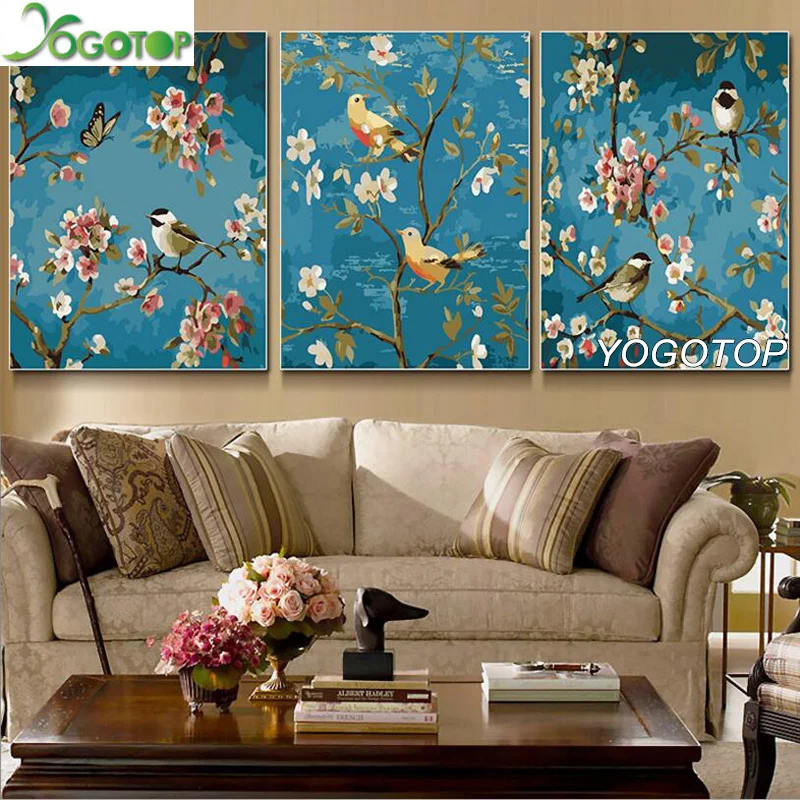 

YOGOTOP DIY Diamond Painting Cross Stitch Kits Full Embroidery 5D Square Drill Mosaic wedding decor Magpie Tree Flowe 3pcs ML535