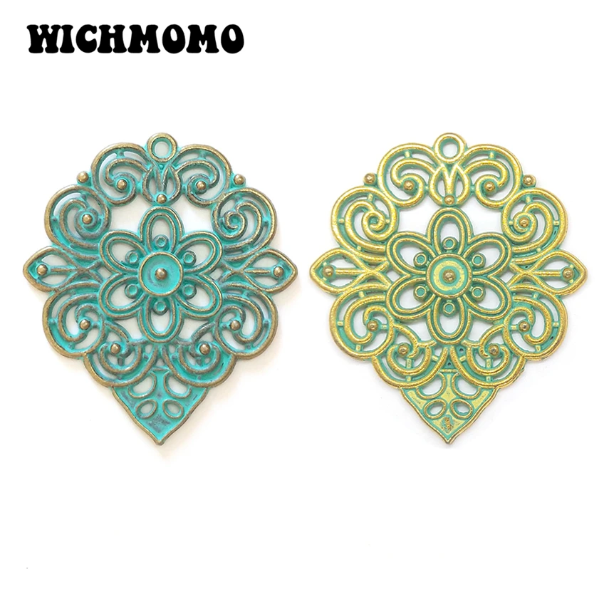 

2019 New 40MM Porous Linker 5pcs Retro Patina Plated Zinc Alloy Green Connectors for DIY Necklace Charms