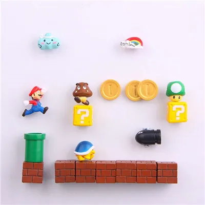 Multicolor B 1 компл. Смолы 3D милый супер Марио магниты на холодильник костюм для детей фигурки стены Marios пули кирпичи украшения дома - Цвет: Multicolor B