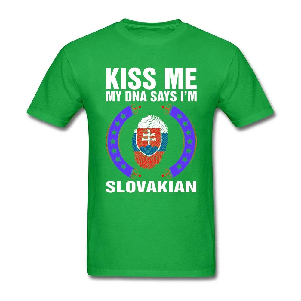 Kiss Me My DNA Says I Am Slovakian T Shirt Slovakia Men's Cotton Tees Male Oversize Clothing Fingerprint Flag Guys Tee Shirts | Мужская